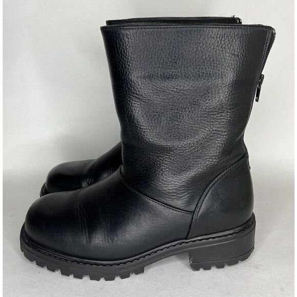 Ll Bean Ankle Boots Women Size 7.5W Black Leather Back Zipper - Picture 8 of 13